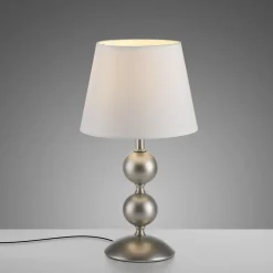 Tischlampe Stoffschirm Metall Creme Bronze 36 cm E27