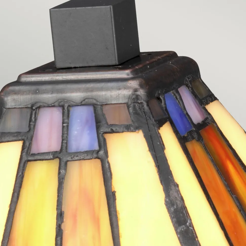 Tischlampe Tiffany Stil E14 30,5cm in Bronze antik Gelb