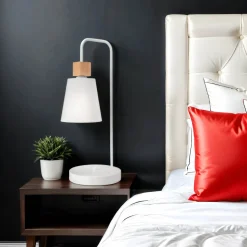 Tischlampe Weiß 52 cm E27 Stoff Metall Skandinavisch