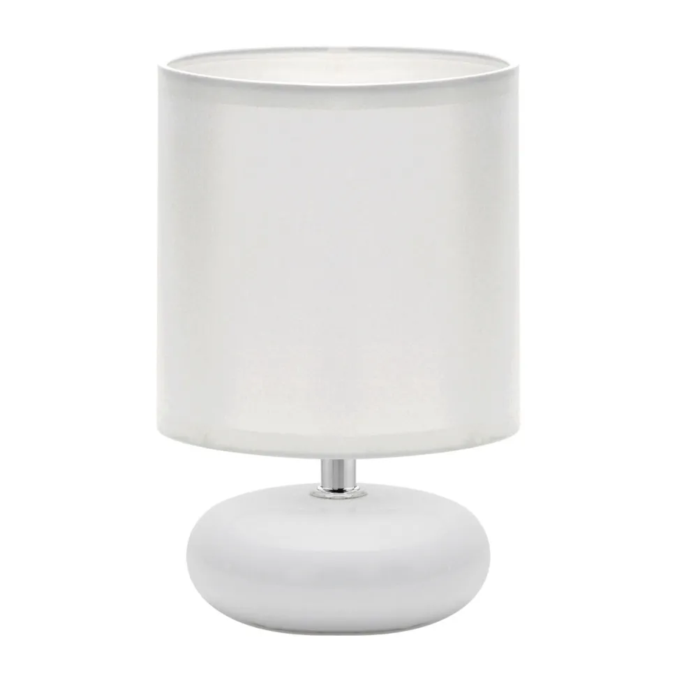 Tischlampe Weiß 20 cm klein Keramik Stoff E14