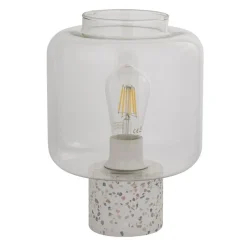 Tischlampe Weiß 28 cm klein Glas Beton Terrazzo E27