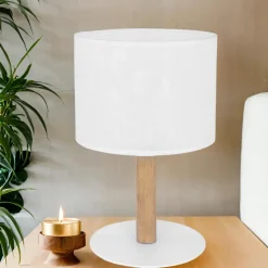 Tischlampe Weiß Holz SEYA Wohnzimmer Bett Lampe