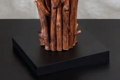 Tischlampe Weiß Holz Stoff E27 H:58 cm gemütlich