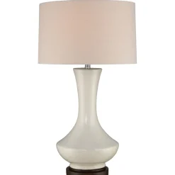 Tischlampe Weiß Retro Metall Stoff 80 cm hoch E27