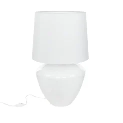 Tischlampe Weiß Silber groß 62 cm Stoff Glas E27