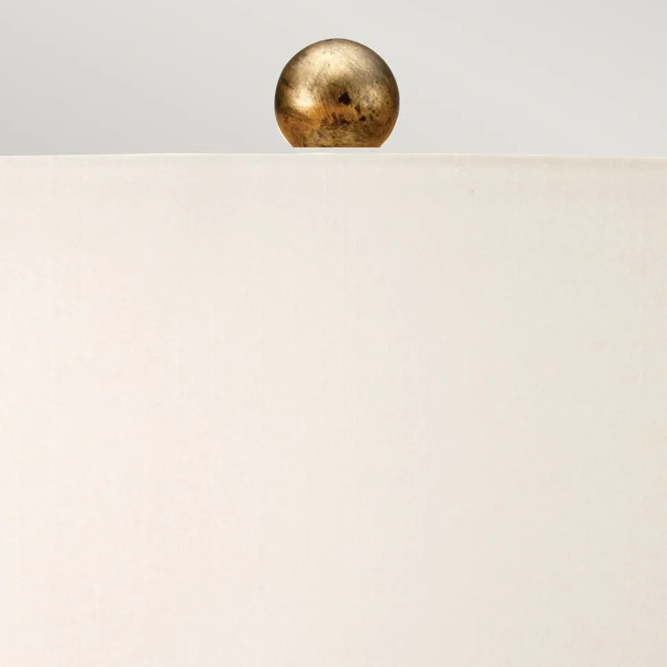 Tischleuchte 72 cm E27 in Bronze Elfenbein Stoff Metall