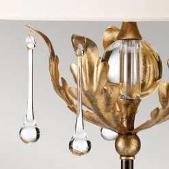 Tischleuchte 72 cm E27 in Bronze Elfenbein Stoff Metall