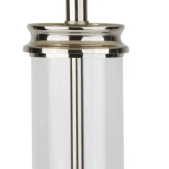 Tischleuchte 63 cm E27 in Silber matt Weiß Glas