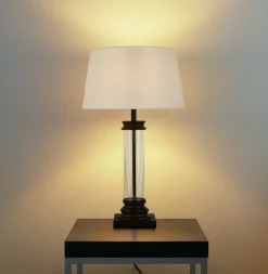 Tischleuchte 63 cm Schwarz Weiß E27 Stoff Glas