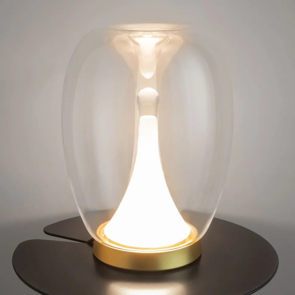 Tischleuchte Aluminium Glas LED Ø 20 cm 27,2 cm in Gold