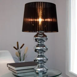 Tischleuchte 50cm Modern Design edel Schwarz Chrom