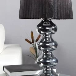 Tischleuchte 50cm Modern Design edel Schwarz Chrom