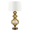 Tischleuchte DORUTI in Gold Weiß Ø41cm H84cm Lampe