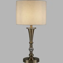 Tischleuchte E27 62 cm Ø 30 cm in Messing Antik Natur