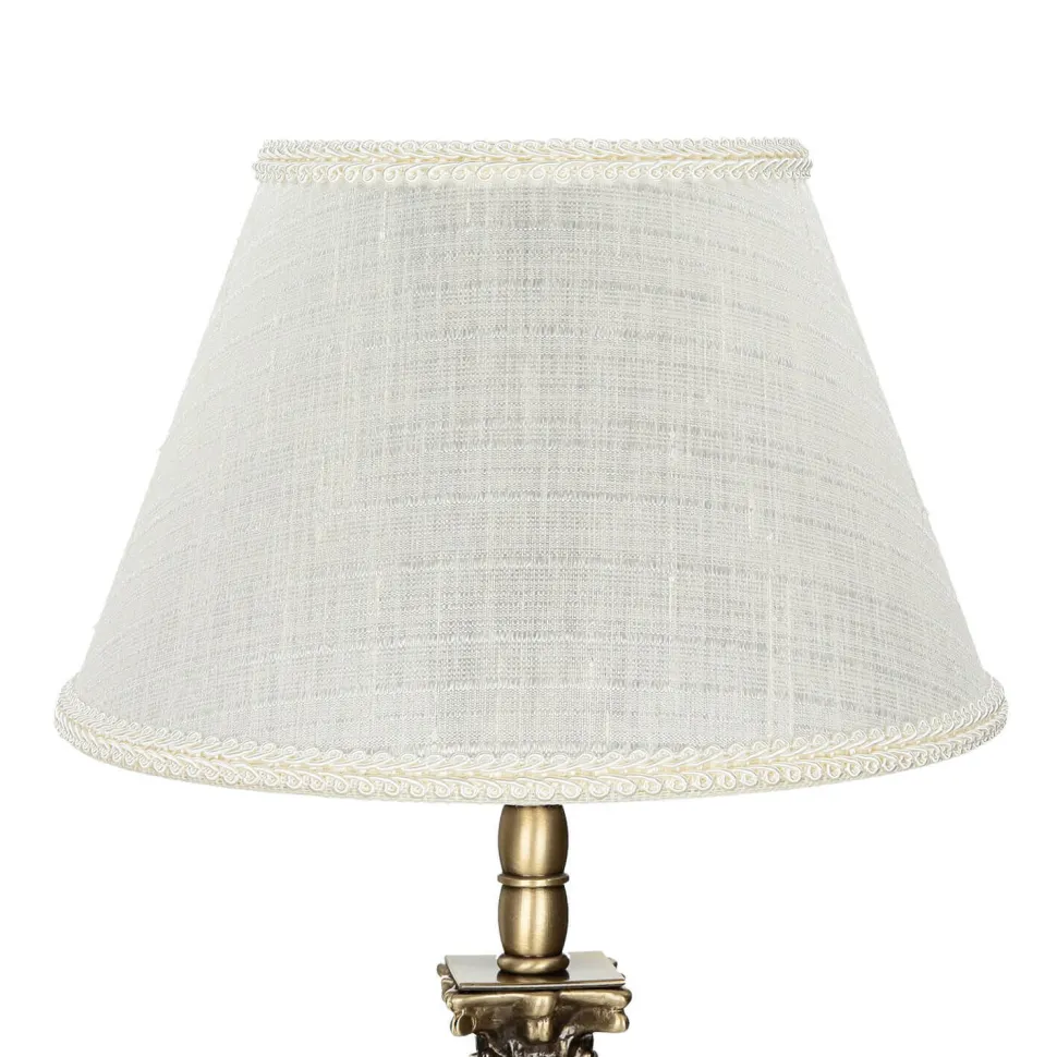 Tischleuchte echtes Messing Stoff Abat