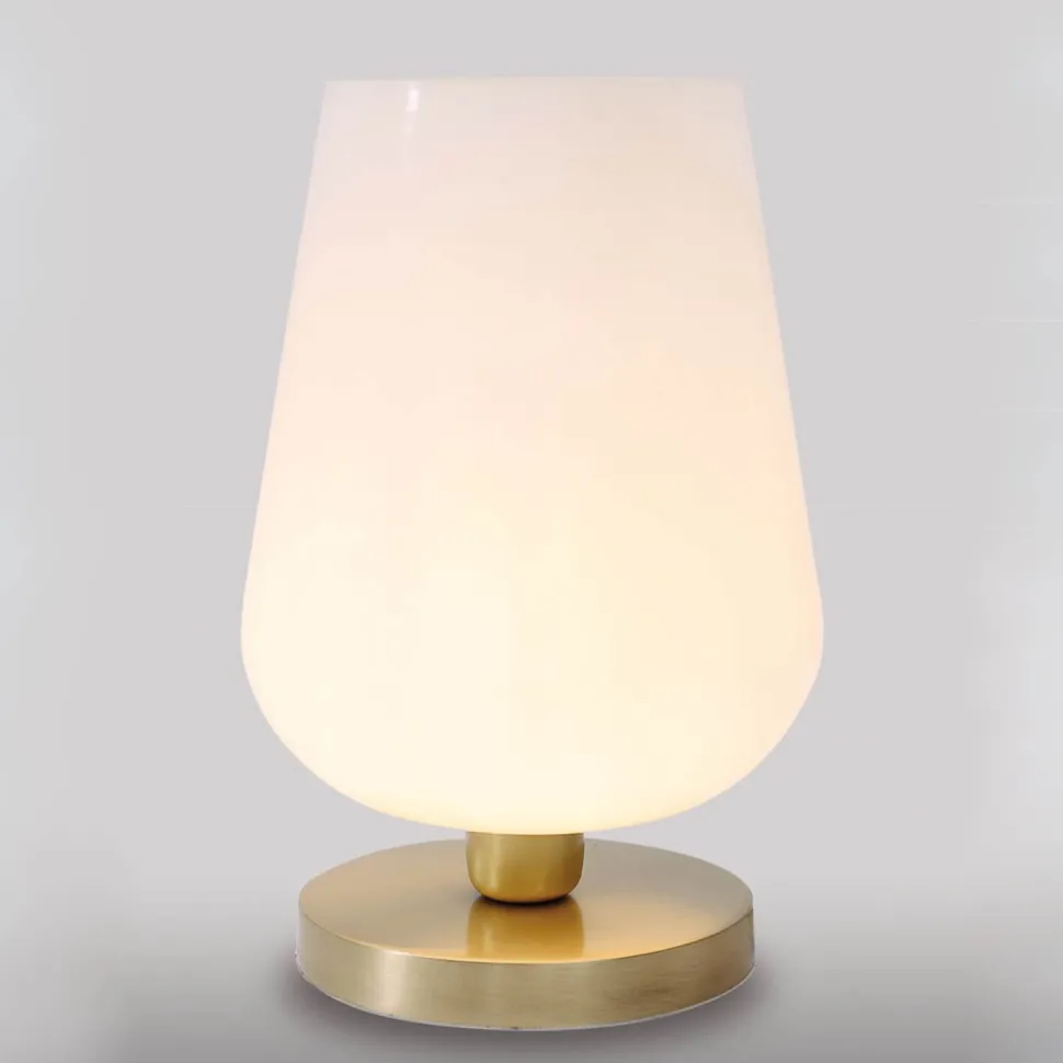 Tischleuchte Glas Echt-Messing Schlafzimmer TALIS