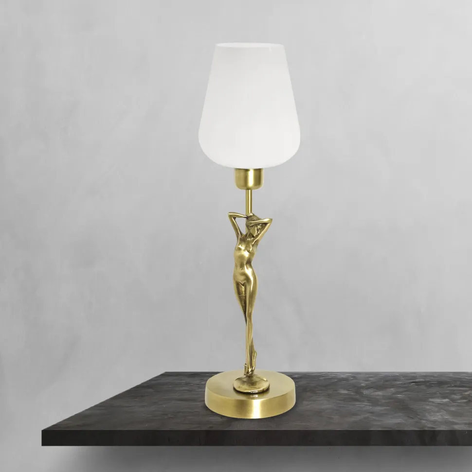 Tischleuchte Glas Echt-Messing Handarbeit Klassisch