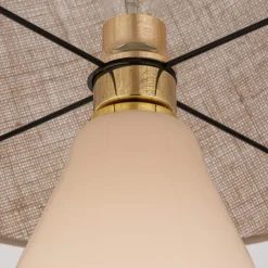 Tischleuchte Glas Jute 67 cm hoch Ecru Braun E27 RIKA