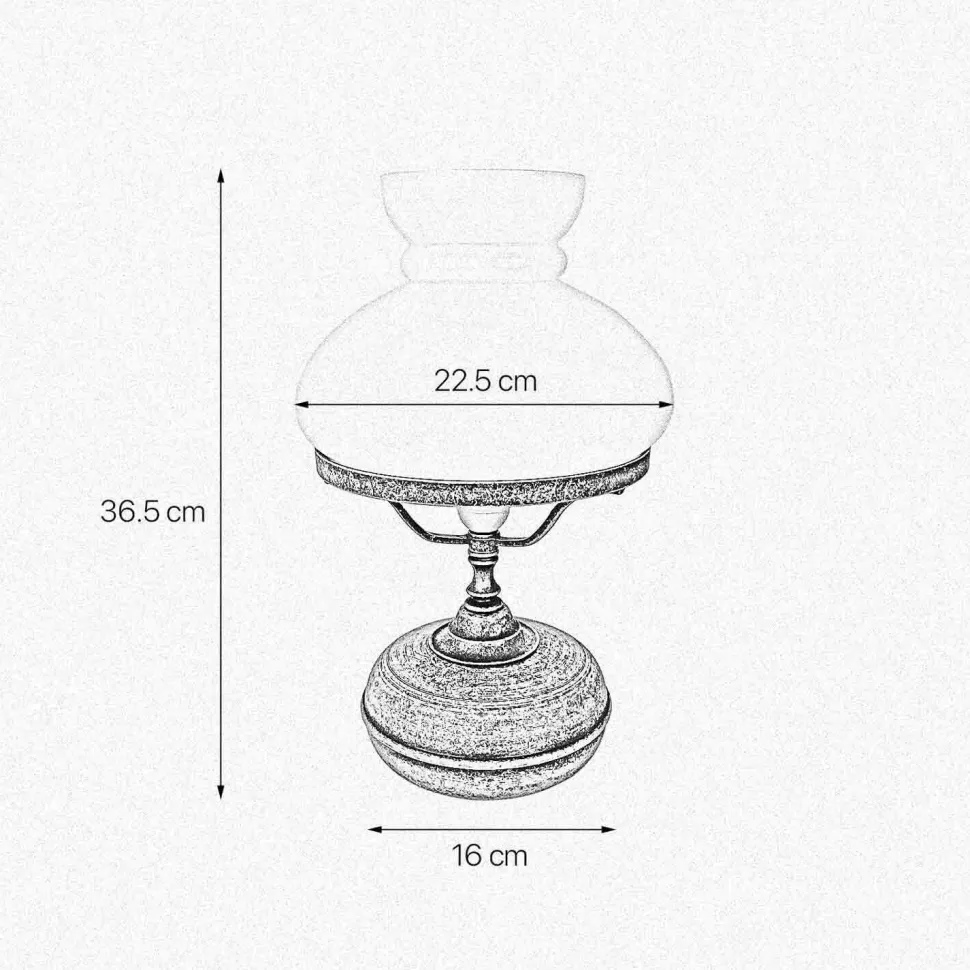 Tischleuchte Glas Messing H: 36,5 cm E27 in Bronze Antik Grün