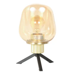 Tischleuchte Glas Metall in Schwarz Messing E27 23 cm