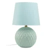 Tischleuchte Glas Stoff 60 cm hoch Mint Grün E27 DOLORES