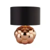 Tischleuchte Glas Stoff H: 43,5 cm in Kupfer Schwarz E27