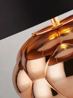 Tischleuchte Glas Stoff H: 43,5 cm in Kupfer Schwarz E27