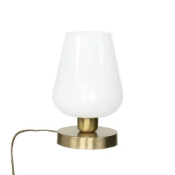 Tischleuchte Glasschirm Messingsockel elegant TALIS