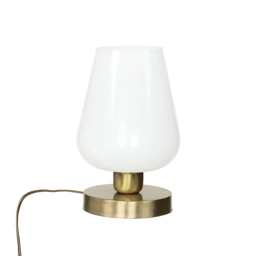 Tischleuchte Glasschirm Messingsockel elegant TALIS
