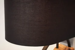 Tischleuchte Holz Stoff blendarm 58 cm E27 in Schwarz
