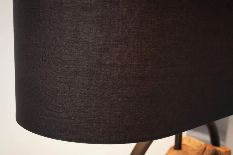 Tischleuchte Holz Stoff blendarm 58 cm E27 in Schwarz