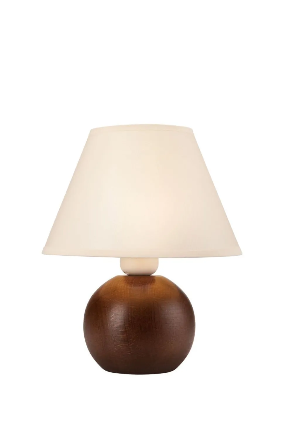 Tischleuchte Holz Stoff rund H:24cm wohnlich E27