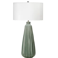 Tischleuchte Keramik 79,5 cm Weiß Grün E27 LIBIELA