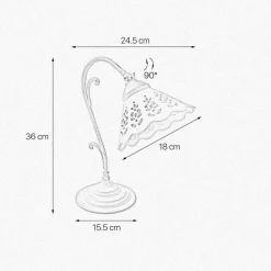 Tischleuchte Keramik Messing H: 36 cm schwenkbar E14 Rustikal