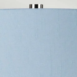 Tischleuchte Keramik Stoff E27 64 cm hoch Weiß Blau