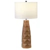 Tischleuchte Keramik Stoff 75 cm hoch in Beige Creme