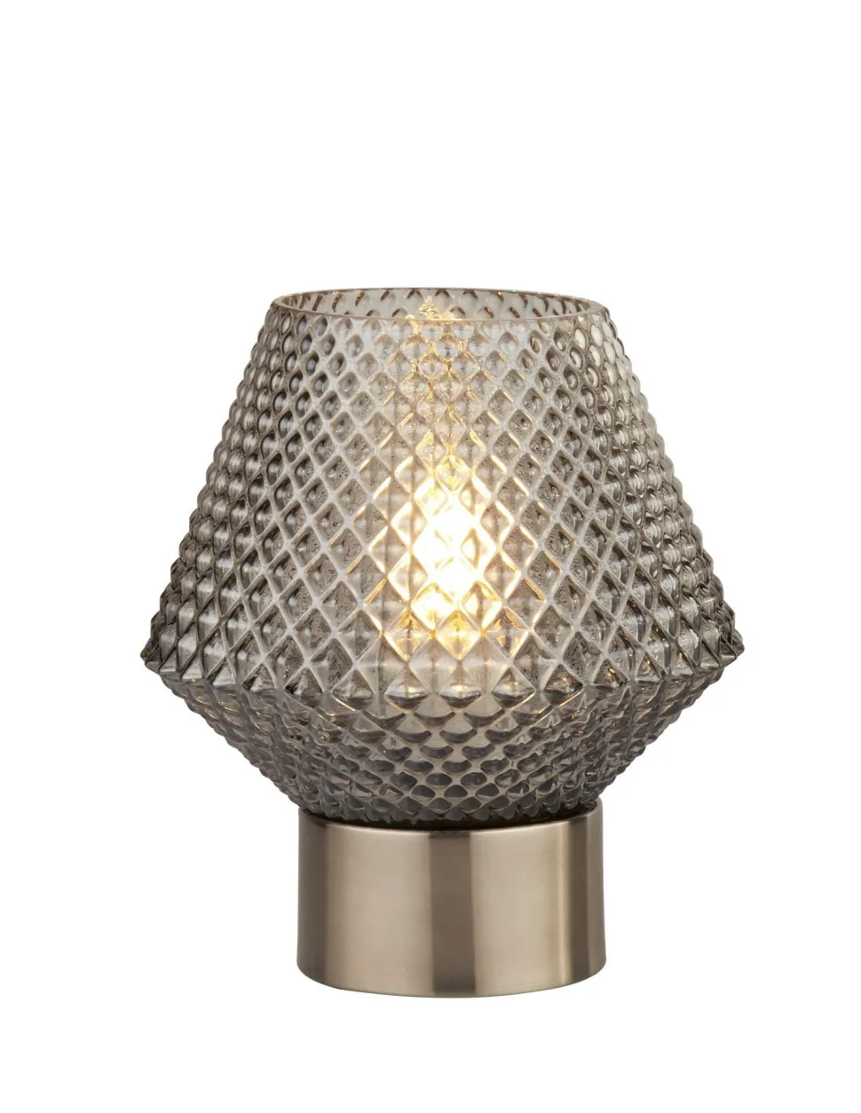 Tischleuchte klein H: 17,5 cm Art Déco Rauchglas Metall