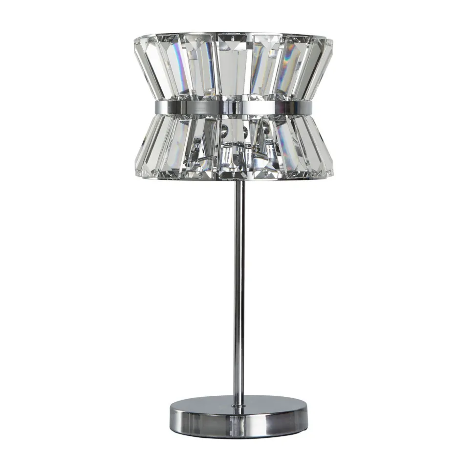 Tischleuchte Kristall Chrom Klar 42,5 cm Jugendstil 2x G9