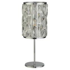 Tischleuchte Kristall Metall 47 cm D: 19,5 cm Chrom Klar