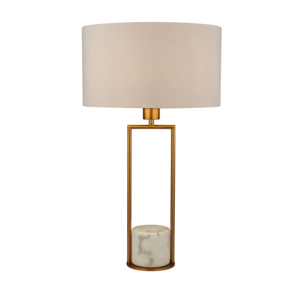 Tischleuchte Marmor Sockel H: 62 cm groß in Gold Weiß E27