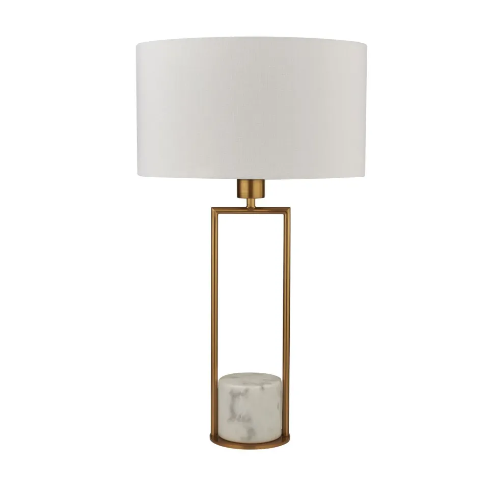 Tischleuchte Marmor Sockel H: 62 cm groß in Gold Weiß E27