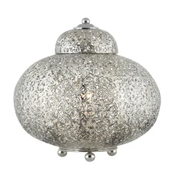 Tischleuchte Metall E27 H: 29 cm Nickel glänzend