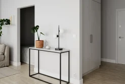 Tischleuchte Metall Glas 55 cm hoch Schwarz Weiß