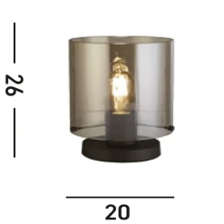 Tischleuchte mit Schalter Schwarz Rauchgrau 25,5 cm E27