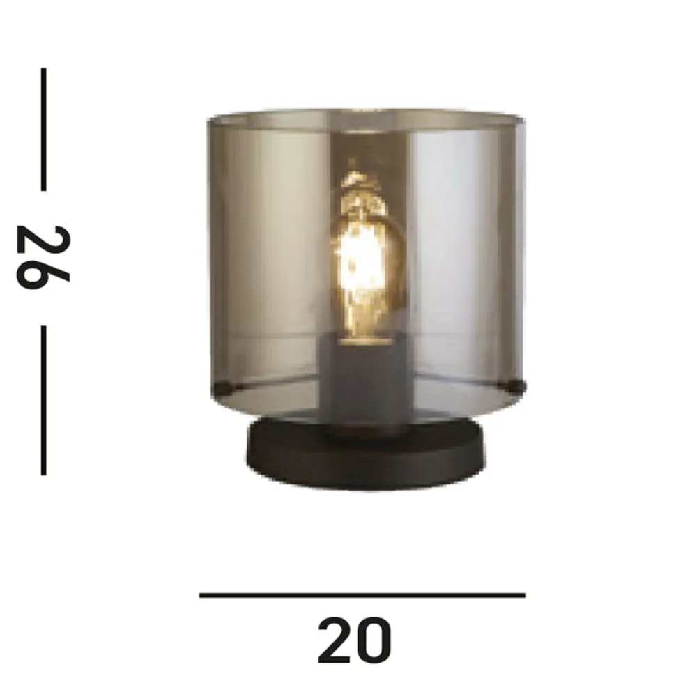 Tischleuchte mit Schalter Schwarz Rauchgrau 25,5 cm E27