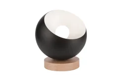 Tischleuchte Modern Schwarz E27 Ø 17 cm Metall Holz klein