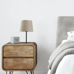 Tischleuchte Nachttisch Stoff Schirm 41,5 cm Modern