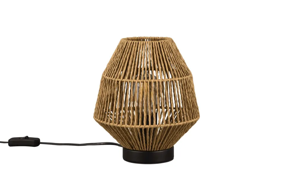 Tischleuchte Papier Metall Schwarz Braun E27 20,5 cm