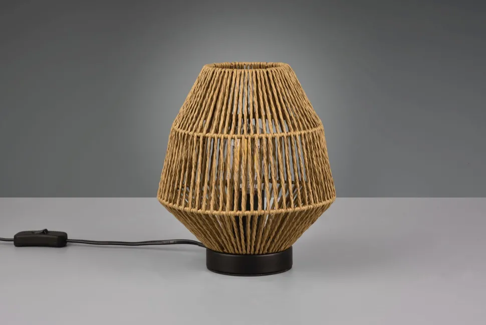 Tischleuchte Papier Metall Schwarz Braun E27 20,5 cm