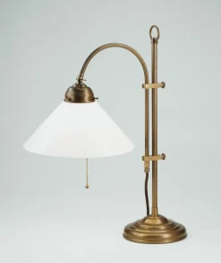 Tischleuchte Premium Messing Glas blendarm Zugschalter